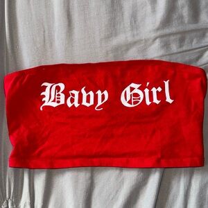 Cropped “ Baby Girl “ Logo Tube Top